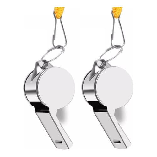 2 Apito Emergência Sobrevivência Esportes Aço Inox C/ Cordão