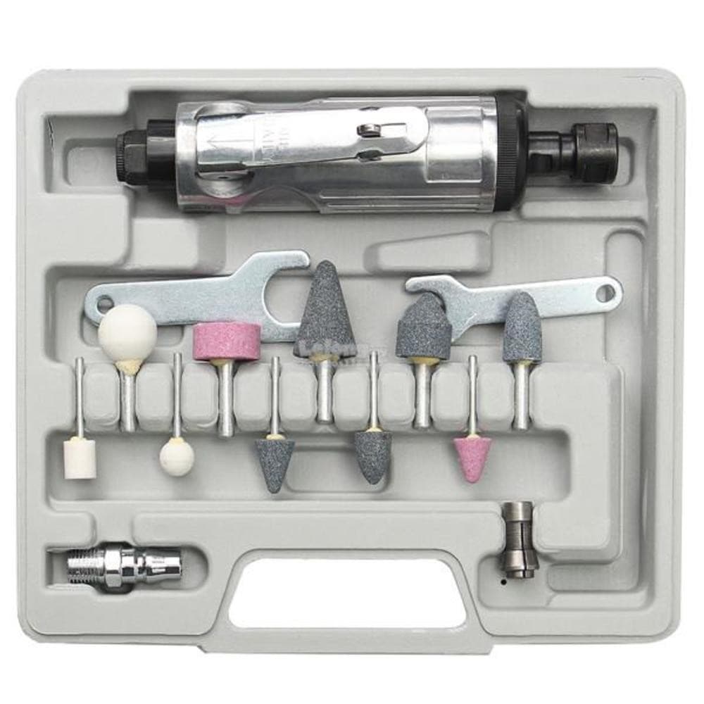 KIT MINI RETÍFICA PNEUMÁTICA  LIXADEIRA POLITRIZ E ESMERILHADEIRA COM ACESSÓRIOS E MALETA