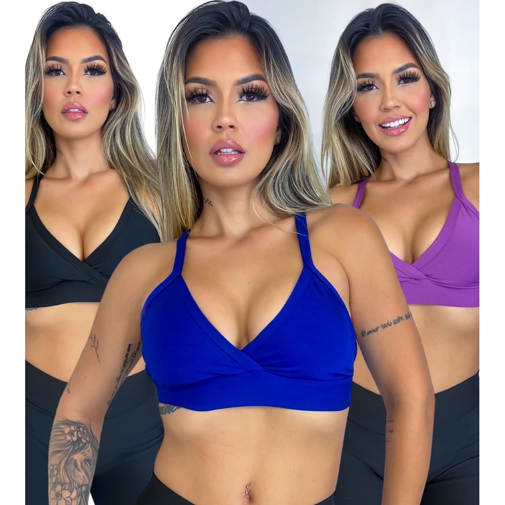 Top Azul Caneta Com Forro Reforçado Treino Academia