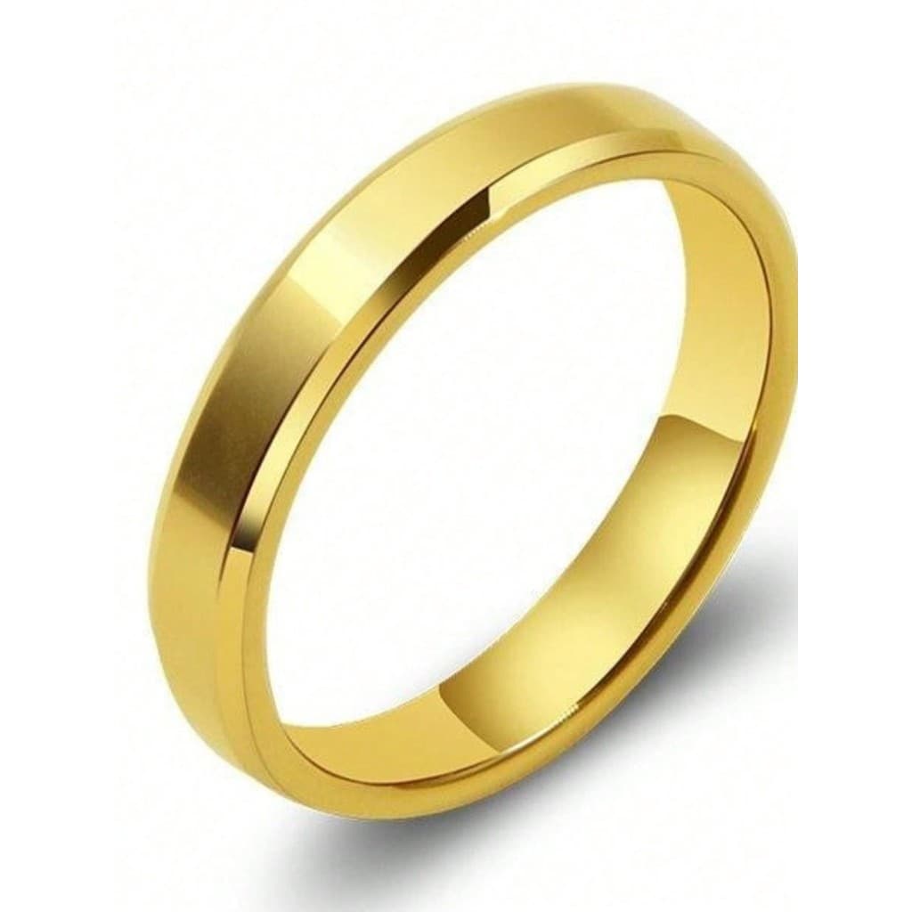 1 Peça Aliança De Casamento Correção de Numeração Chanfrada em Aço Inoxidável Dourado noivado