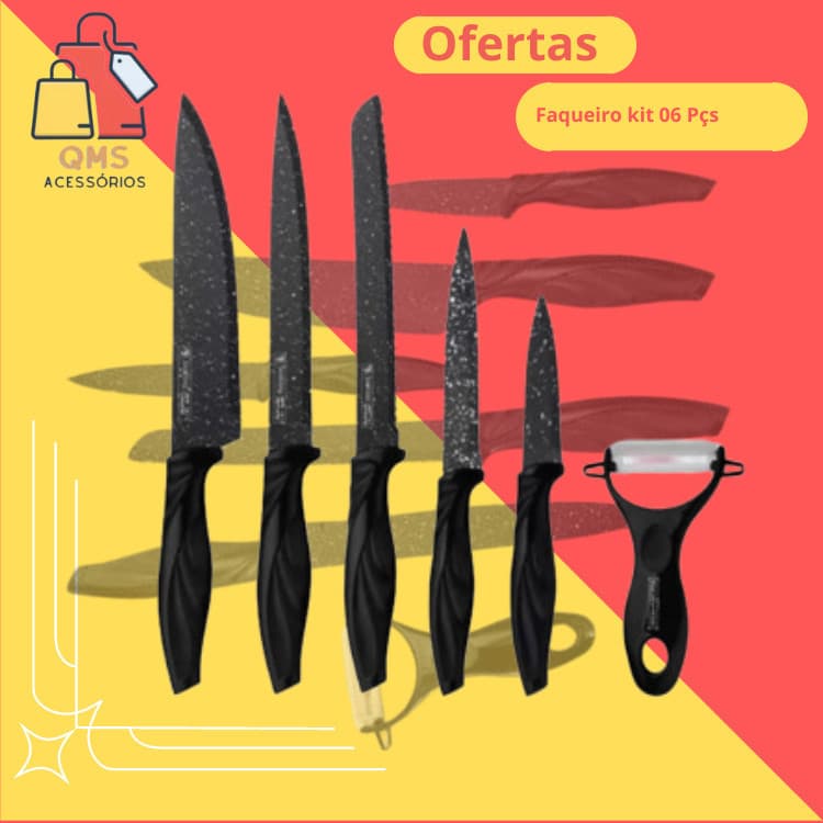 Kit 6 Peças Conjunto De Faca Para Sua Casa Nova Carne Cutelo Legumes Aço Carbono decoração elegante