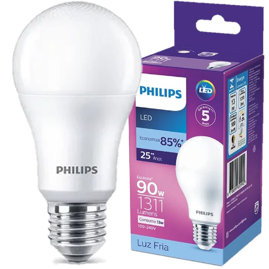 Kit 6 Lampada Led Bulbo Philips 13w Branco Frio 6500K E27