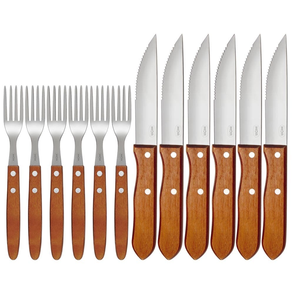 Conjunto Churrasco Garfo e Faca Inox 12 Peças 3931 MOR