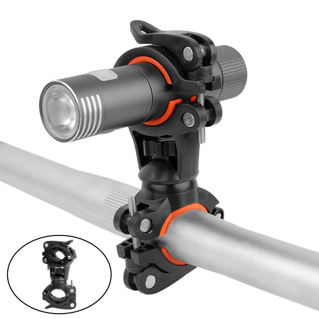 Suporte De Lanterna Para Bike Moto Guidão Bomba De Ar 360º Farol