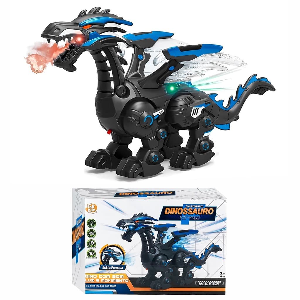 Brinquedo Dragão Futurista Que Anda Tem Luz E Som E Cospe Fumaça Para Crianças - For Kids