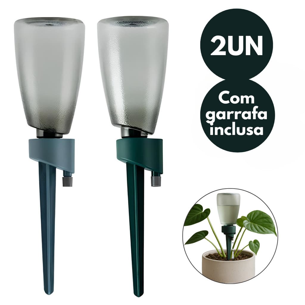 Kit 2  Gotejador Plantas Flores Estacas de Rega Automática