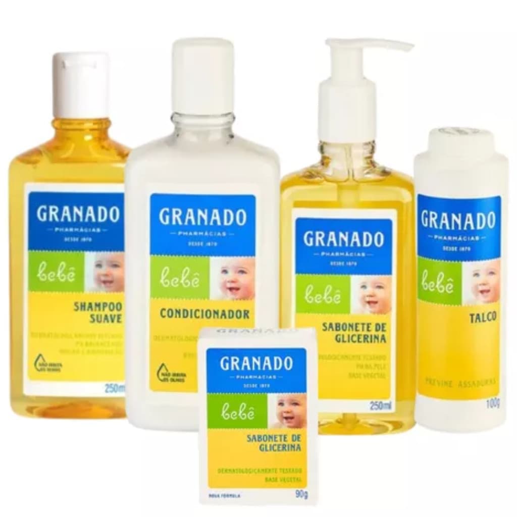 Kit Granado Bebê Hora Do Banho 5 Peças Com Sabonete Liquido