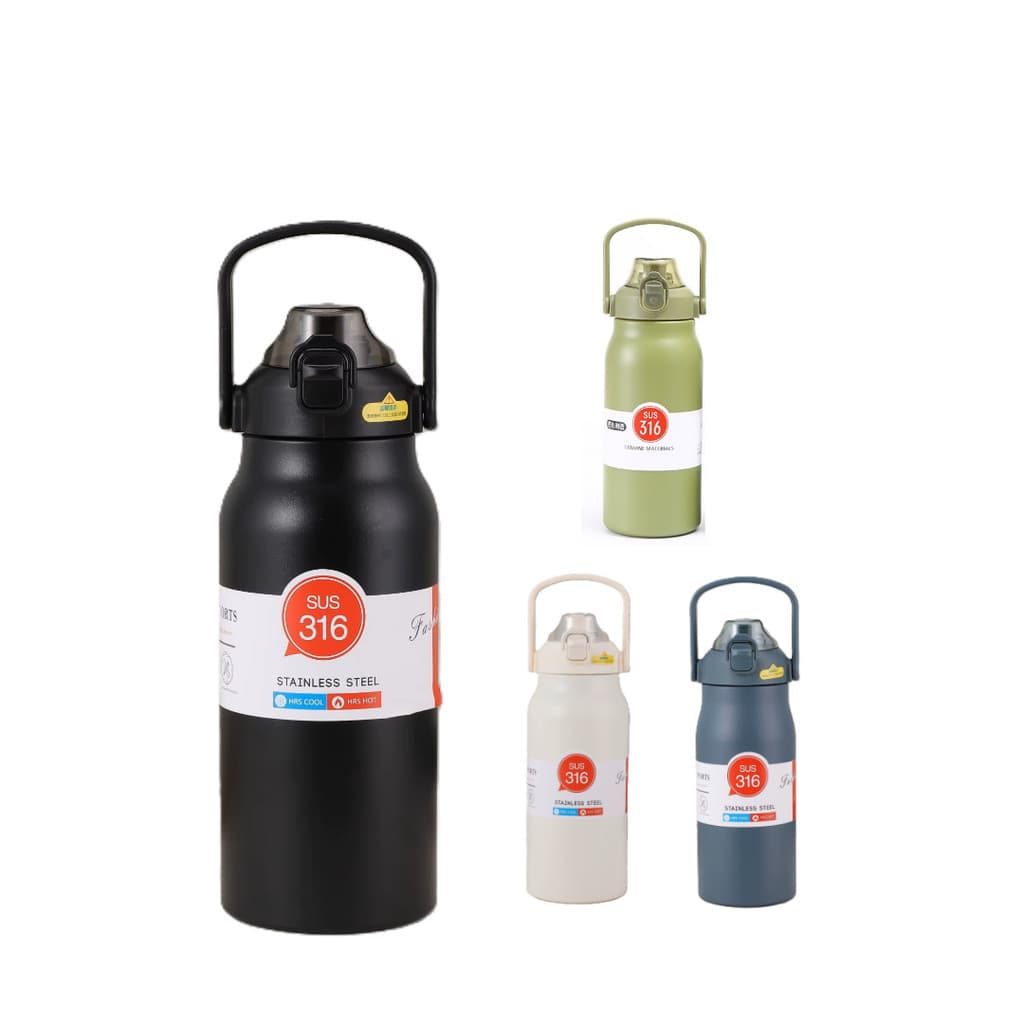 Garrafa Térmica Aço Inoxidável 1700ML Isolada a Vácuo Grande Capacidade Com Canudo