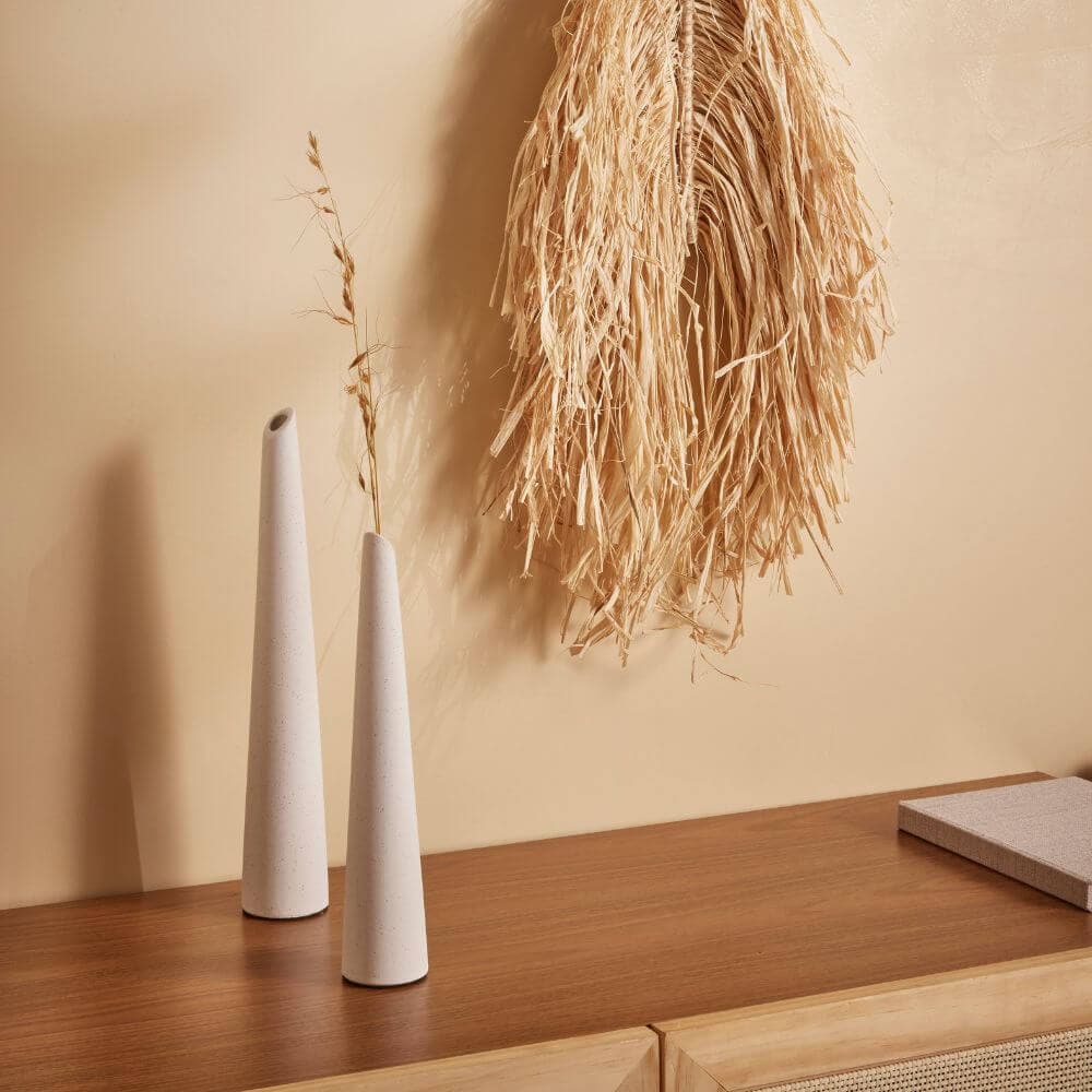 Vaso Decorativo de Cerâmica Branco - 30 x 6cm