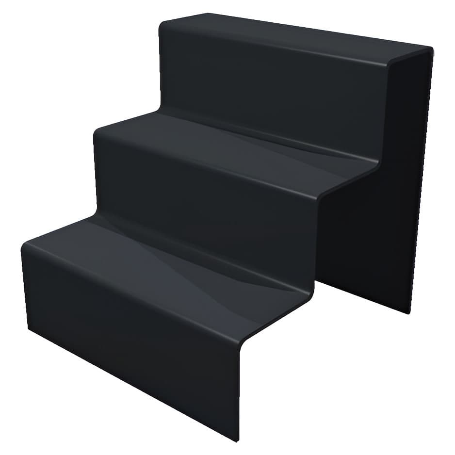 Displays Escadinha Figures Acrílico 30x5x5cm Preto 3 Degraus