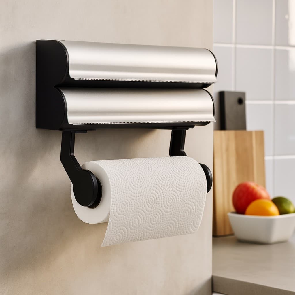Suporte Dispenser Porta Papel Filme Alumínio Toalha Cortador
