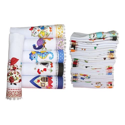 Kit com 10 Panos Prato Guardanapo Bordado Patchwork