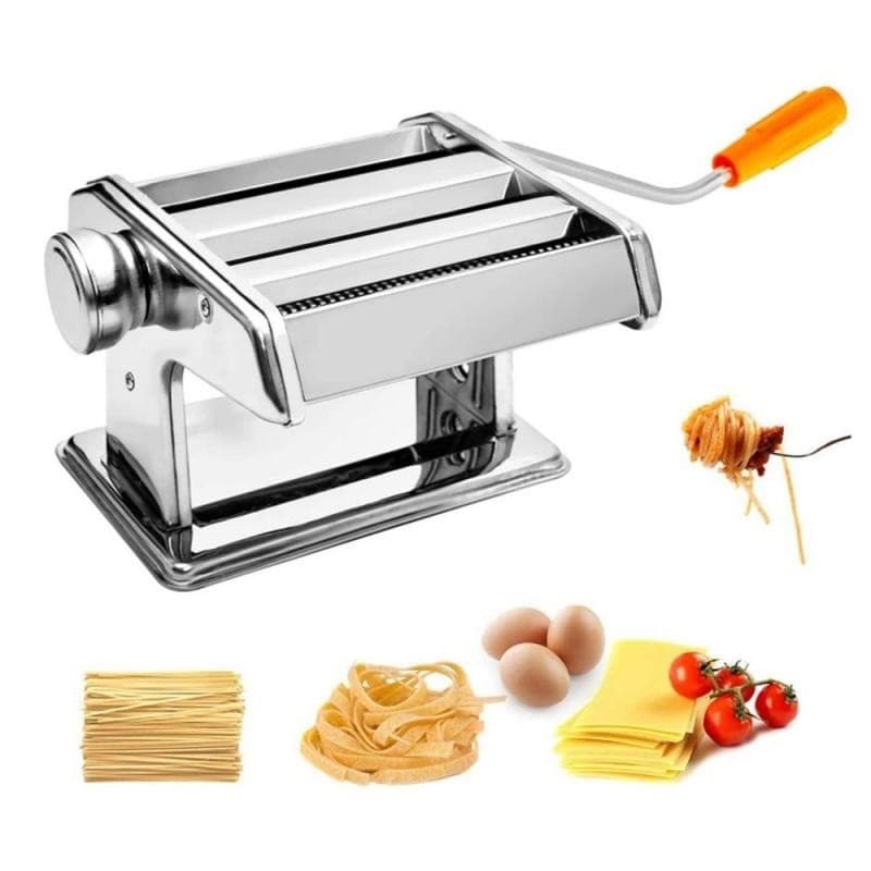 Máquina de Macarrão Massa Caseira Pastel Profissional Inox com Manivela 3 Tipos