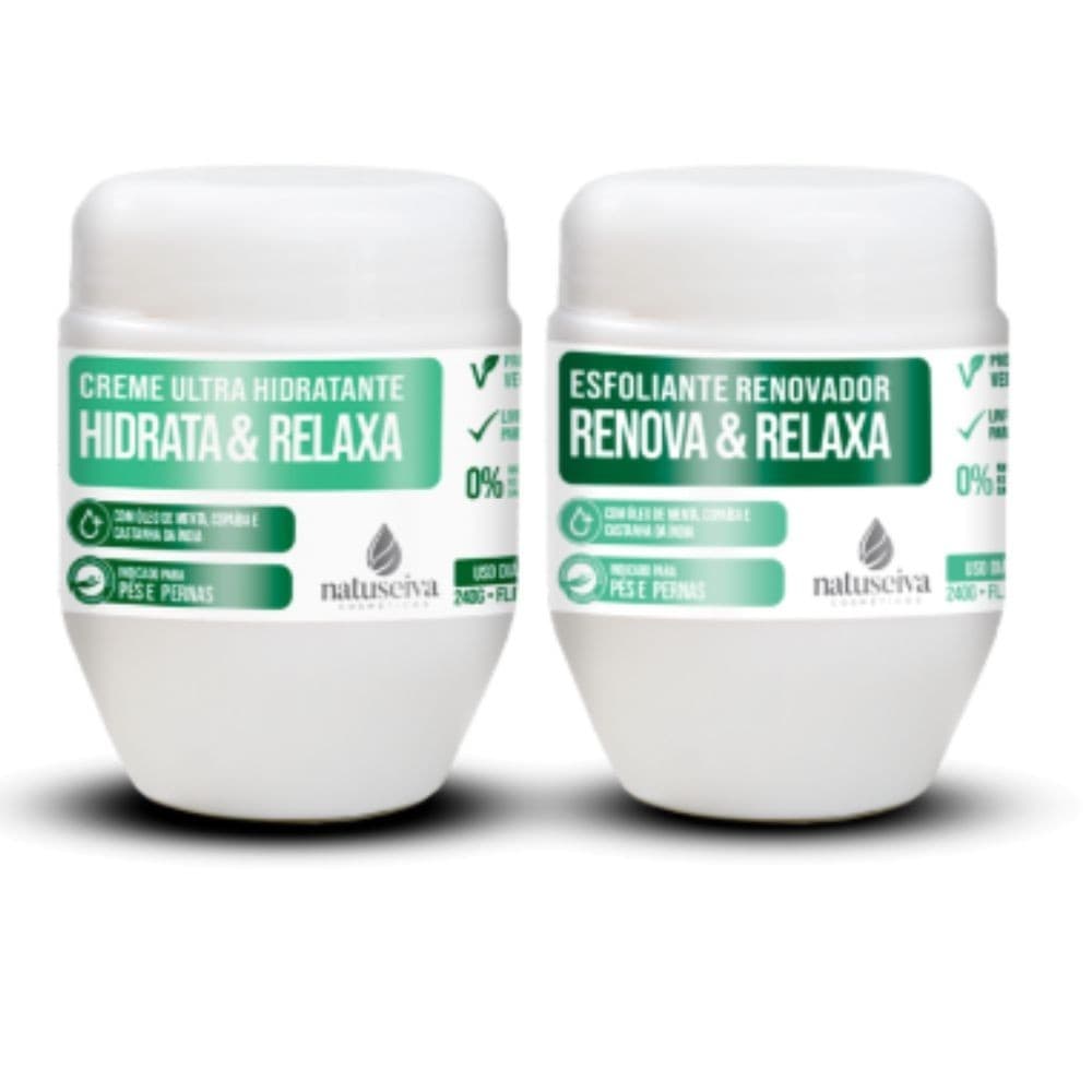 HIDRATANTE PARA OS PES NATUSEIVA 240G + ESFOLIANTE 240G RENOVA E RELAXA - EFEITO LIXA