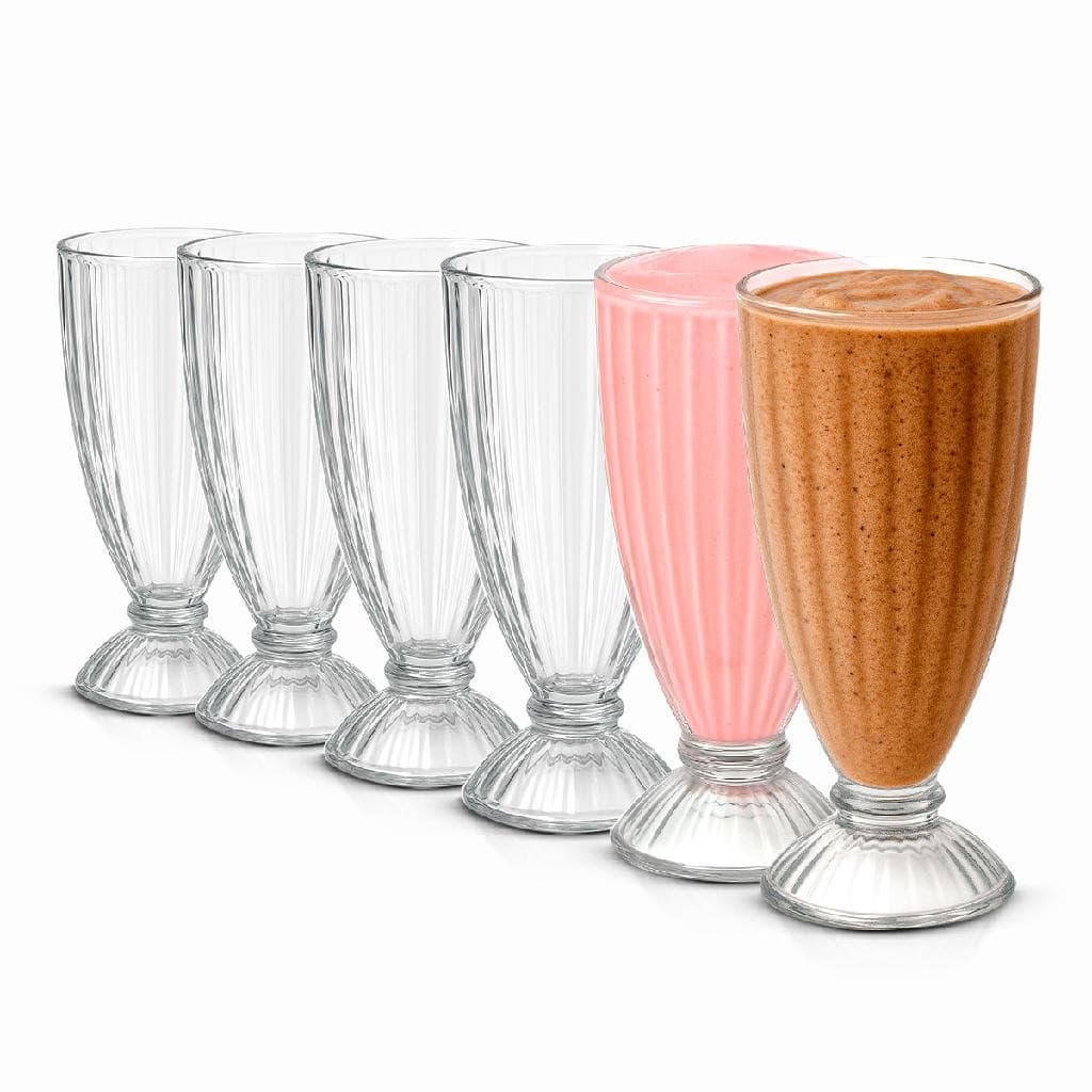 Kit 6 Taças vidro Milkshake sorvete 380ml sobremesa luxo grande suco nadir açai Restaurante bar