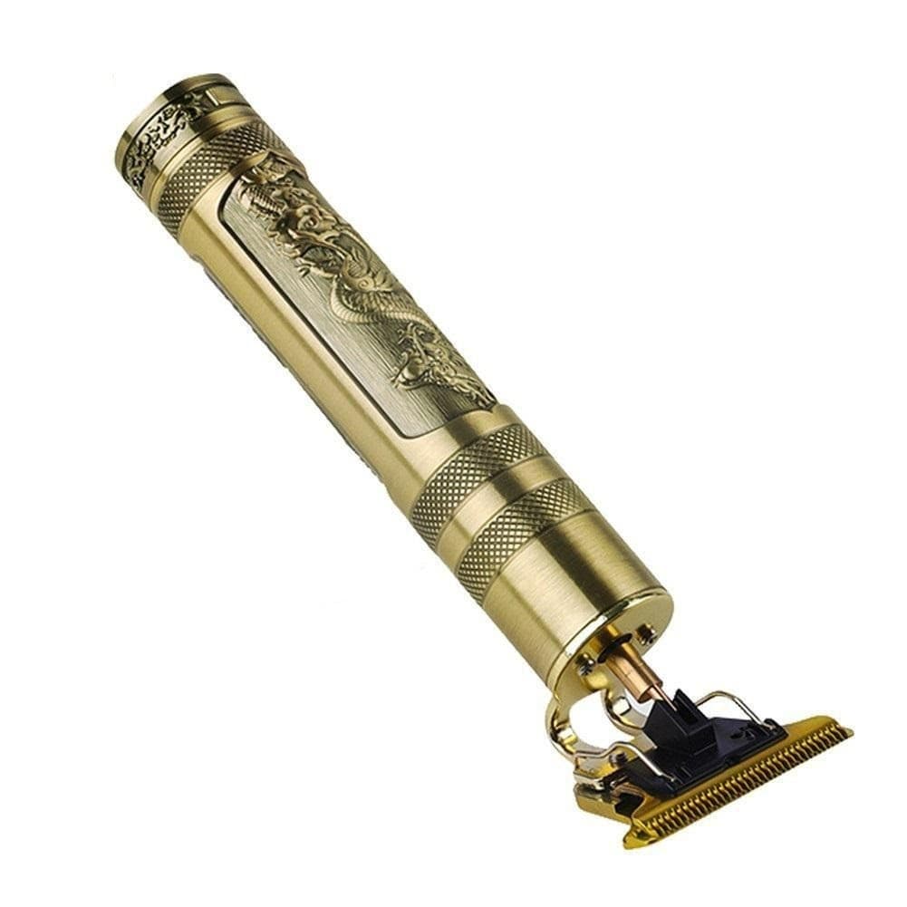 Máquina De Barbear E Cortar Cabelo Profissional Sem Fio Dourada Vintage T9