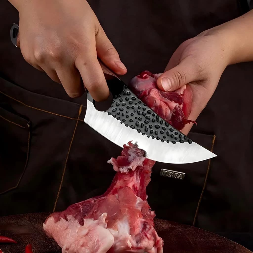 Faca Artesanal Talheres Cozinha Afiada Bainha Churrasco Tesoura Canivete Corta Carne Garfo Cortador
