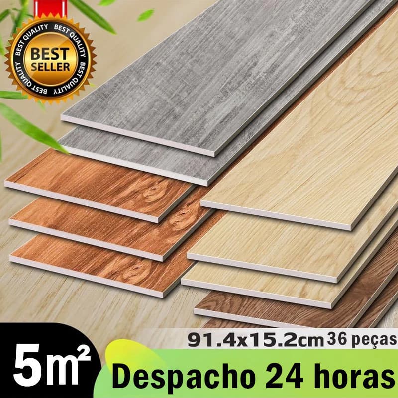 Adesivo Piso 5㎡ Régua De Ajuste De Piso De Vinil Etiqueta Lavável De Madeira Autoadesiva 91cm x 15cm