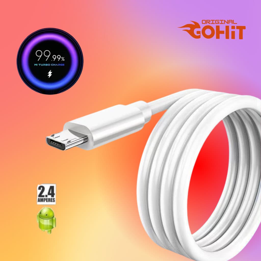 Kit 20 Cabos Para Celular MICRO USB MARCA GOHIT - ORIGINAL DE QUALIDADE  Vários Modelos  COR ALEATORIA