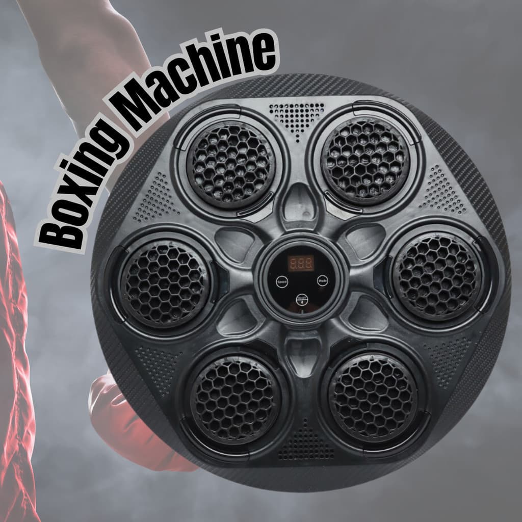 Maquina de Boxe Eletrônico Musica Parede com Luvas Bluetooth Led