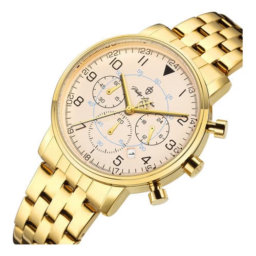 Relógio Masculino Phillip London Aço Dourado Expansível 40mm