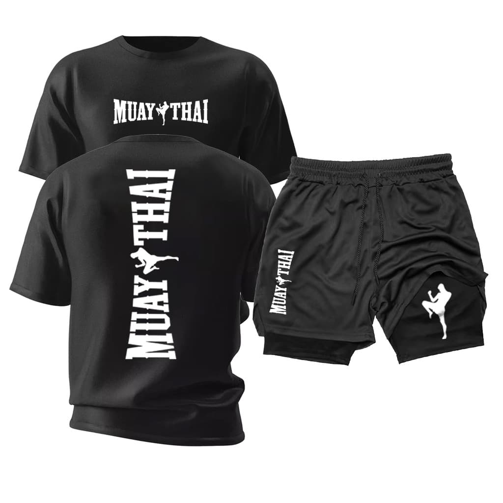 Kit Camiseta Algodão Short Dry Fit  Muay Thai  Academia Treino Toji Behind Anime