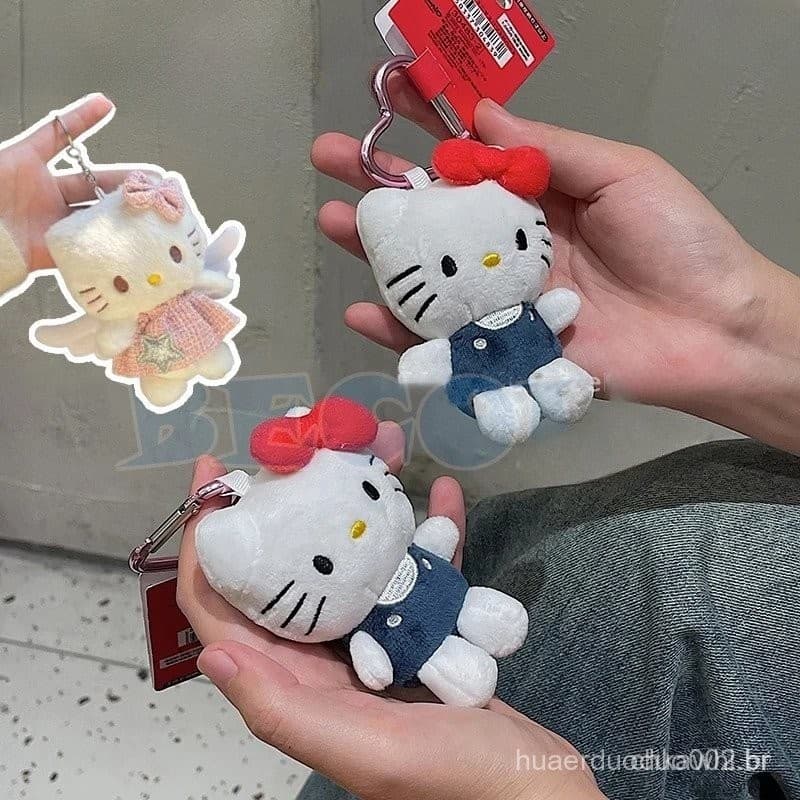 10cm Sanrio Pelúcia Recheado Macio Boneca Chaveiro Dos Desenhos Animados Olá Kitty Plushies Saco Pingente Acessórios