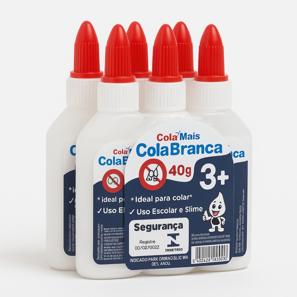 Kit C/6 Cola Branca 40g Escolar P/ Slime Artesanato Papel
