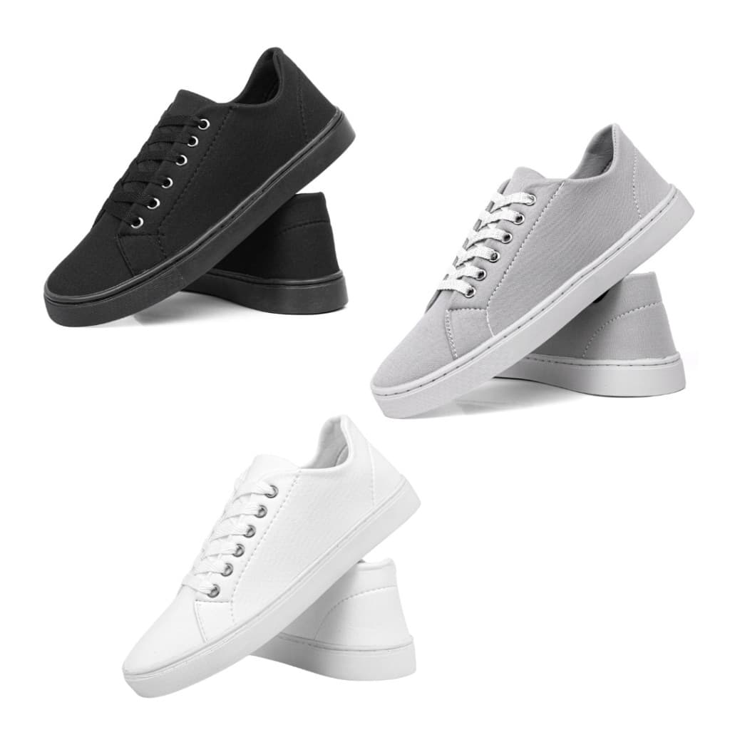 Kit 3 Tênis Casual Masculino Adulto Na Moda Dia a Dia Barato Estiloso Skatista