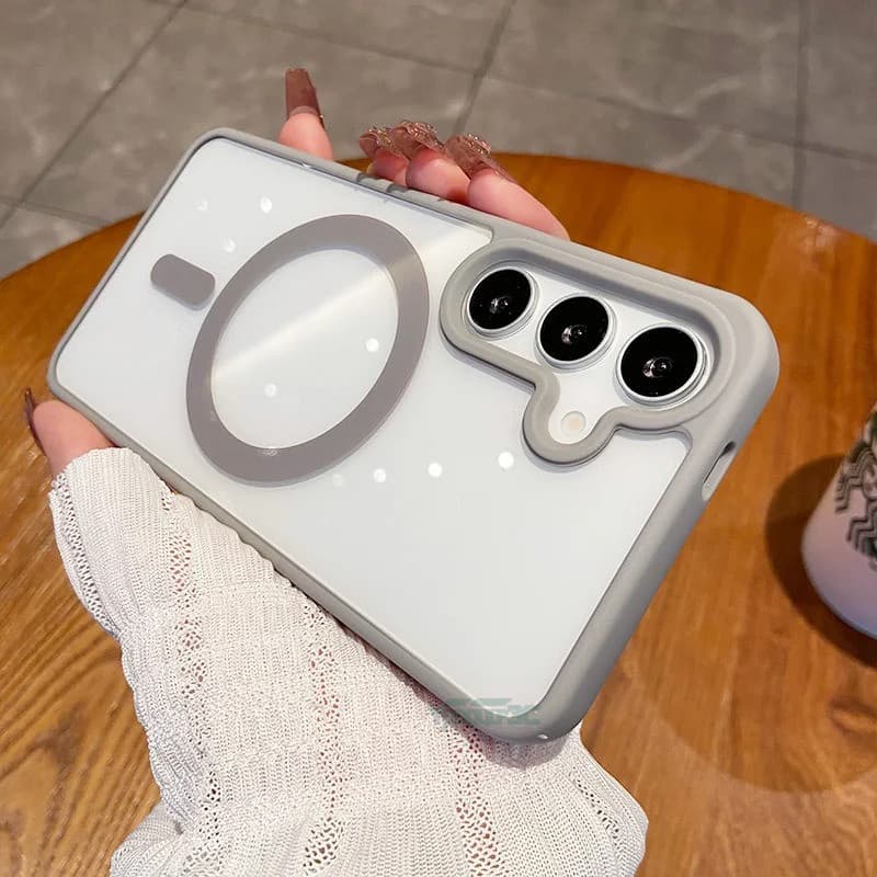 Novo Titânio Cinza Transparente Acrílico Caso Para Samsung A56 A36 A55 A16 S23 S24 FE Capa Traseira Forte Magnético