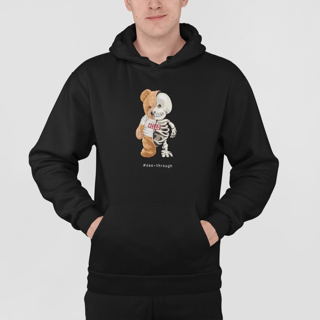 Moletom Blusa De Frio Urso Esqueleto Osso Streetwear Caveira