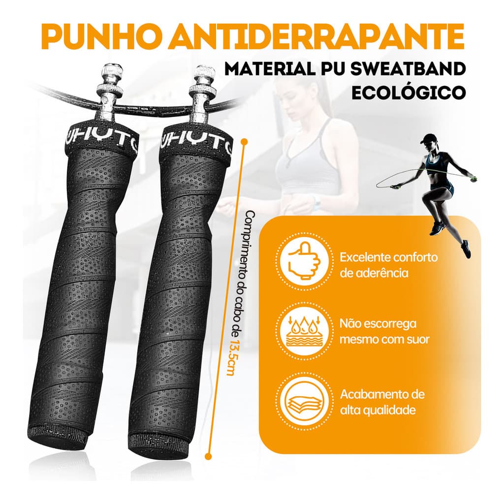 Corda Pular Speed Rope Rolamento Profissional Cabo Aço Revestido Peso Extra 3m Crossfit Fitness Treino Envio Imediato