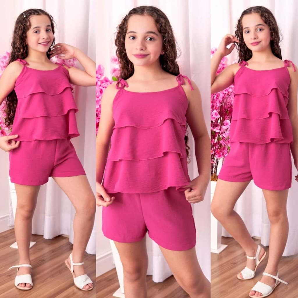 Conjunto Infantil Juvenil Fresquinho Verão Menina Blogueira