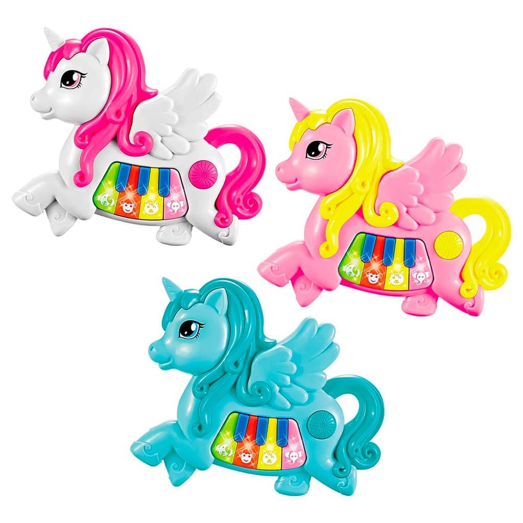 Teclado Musical Unicórnio Piano Interativo Com 6 Funções Dm Toys