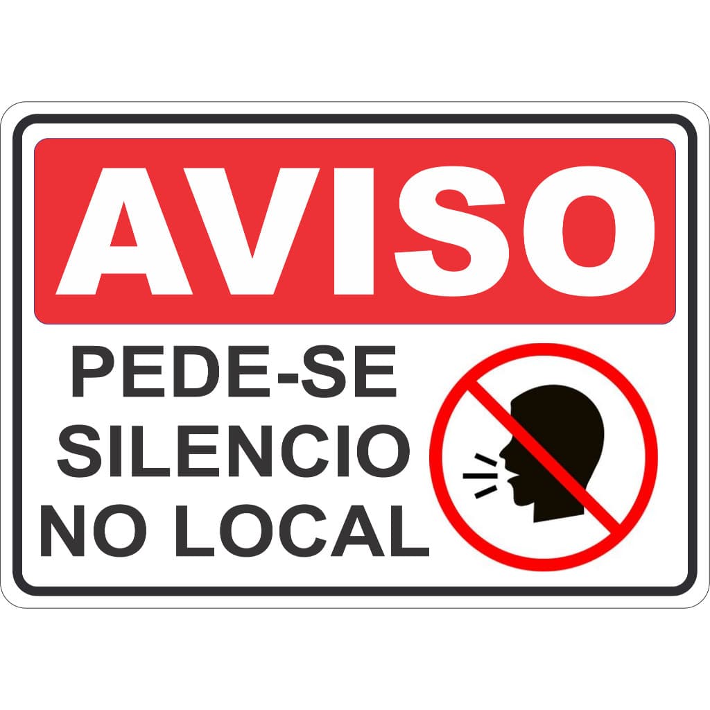 Adesivo Placa Aviso Atenção Sinalização Pede-se Silêncio no Local  15X21 Cm Ou 21X30Cm Vermelho Auto Colante Ambiente Interno E Externo Facil Aplicação A Prova De Agua Lavável Residencial Loja Industria Escritório Porta Parede Lisa Vidros