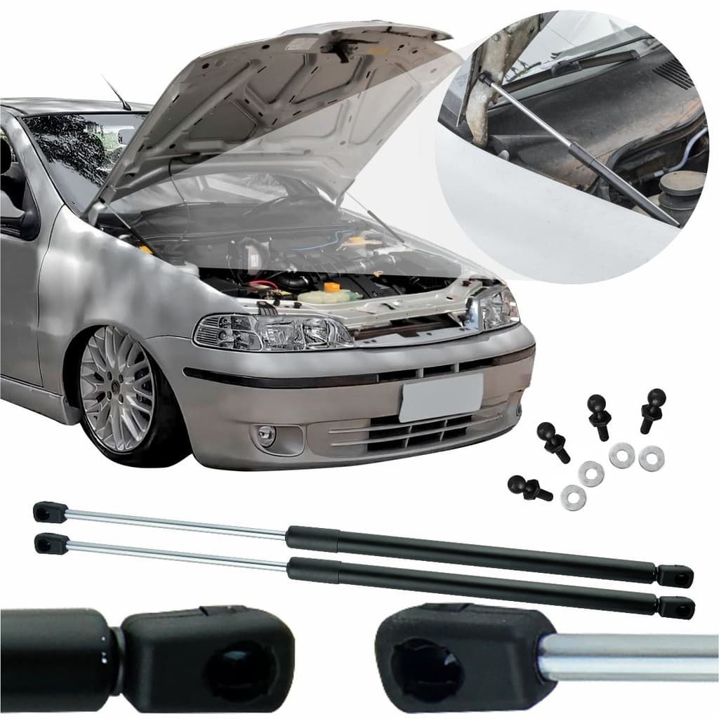 Kit Adaptação Amortecedor Duplo Capô Palio Weekend Strada Siena G2 Elimina Vareta