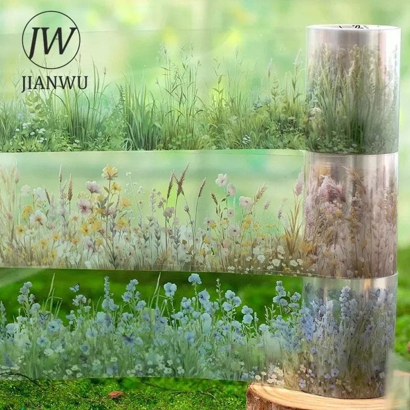 JIANWU 50mm * 200cm Série De Notas Verdes Vintage Planta Flor Paisagismo Material Colagem Fita PET Criativo DIY Diário Papelaria