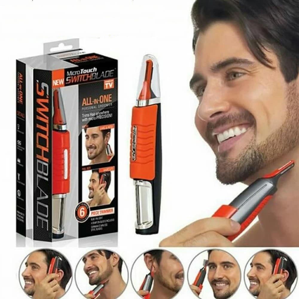 MÁQUINA DE CORTAR CABELO E APARADOR 6 EM 1 SEM FIO COM LED PARA NARIZ, ORELHA, BARBA E CORPO