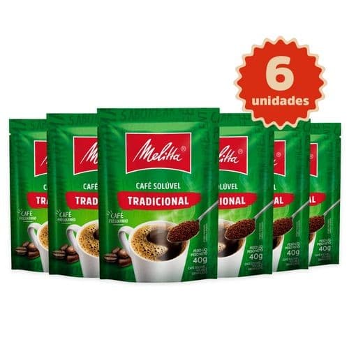 Kit 6 Cafés Solúvel Melitta® Tradicional Sachê 40g