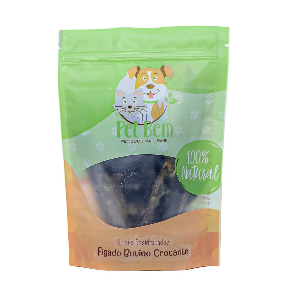 Fígado Bovino Crocante Petisco Natural para Cães e Gatos 60gr - Pet Bem