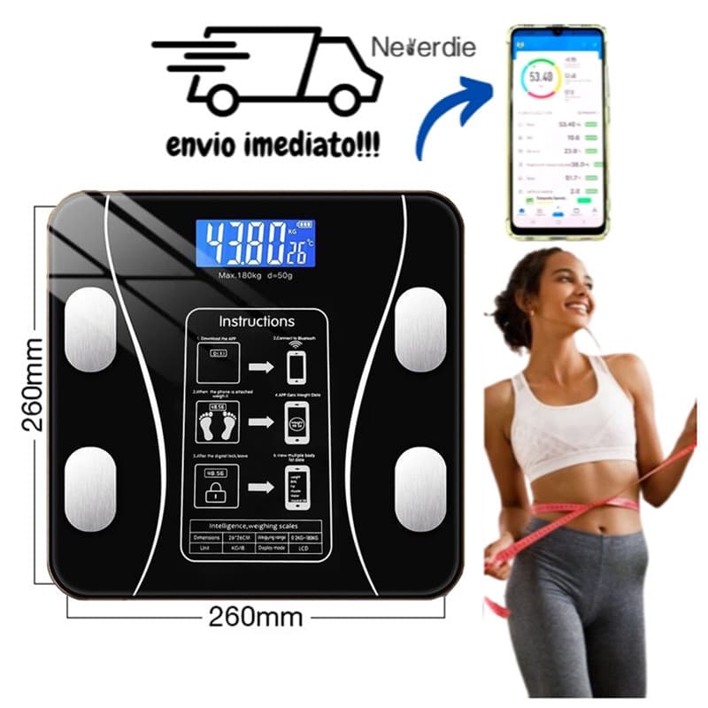 Balança Digital Medidora Corporal Bioimpedância balança digital corporal balança corporal até 180kg YB