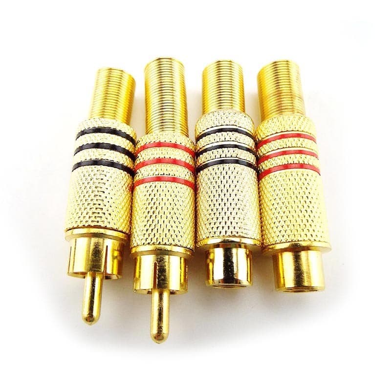 Banhado A Ouro Áudio RCA Macho Fêmea Conectores Plug Adaptador Solda Sem Tipo De Para Adaptadores De Cabo Câmera De Víde
