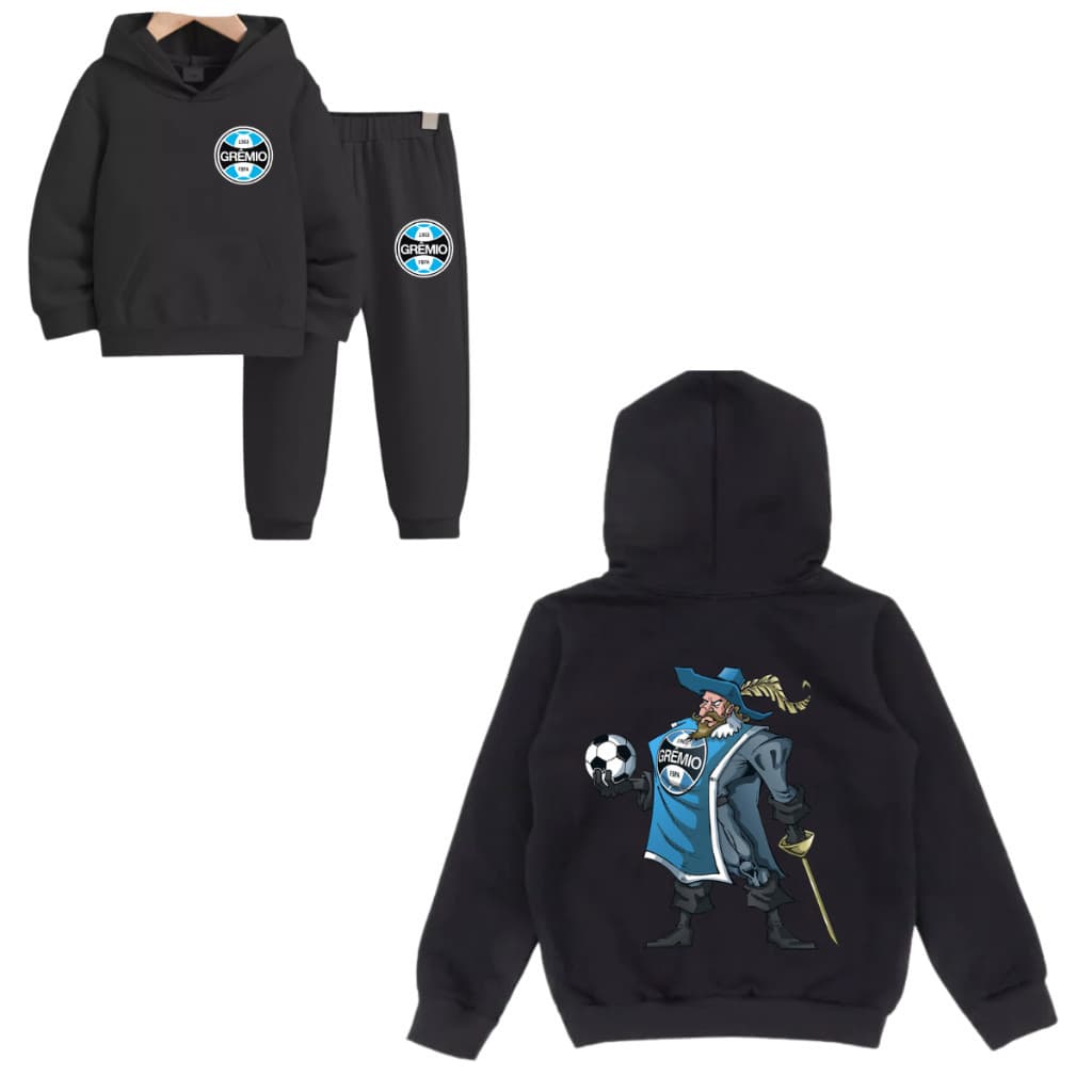 Conjunto de Moletom Unissex Time Grêmio Tecido Flanelado infantil e juvenil 06 ao 16 top