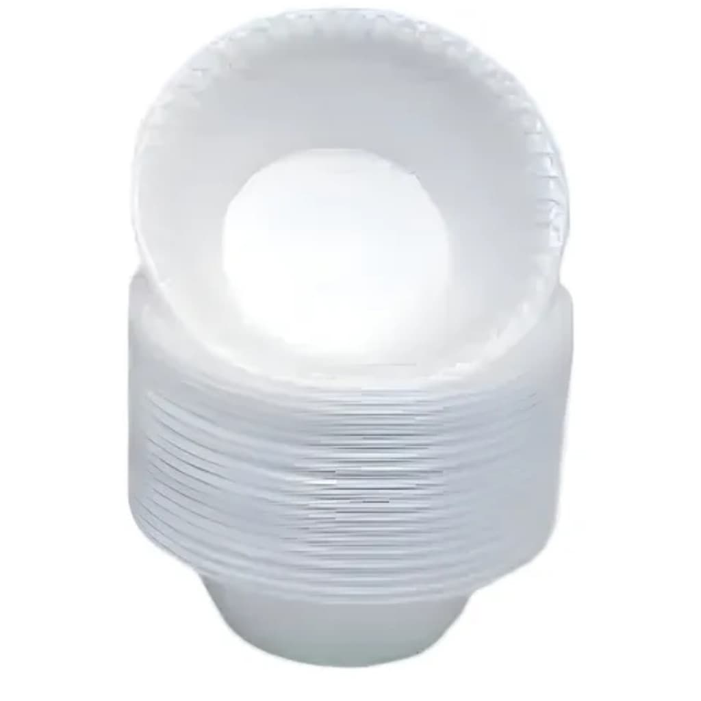20 Unid. Pote Cumbuca Térmica Descartável Isopor Branca Prato Fundo Cuia P/ Caldo Sorvete Sopa Açaí.