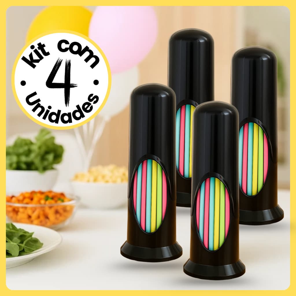 Kit 4 Porta Canudos Plástico Simples Lanchonete Restaurante Boteco Bares Sorveteria