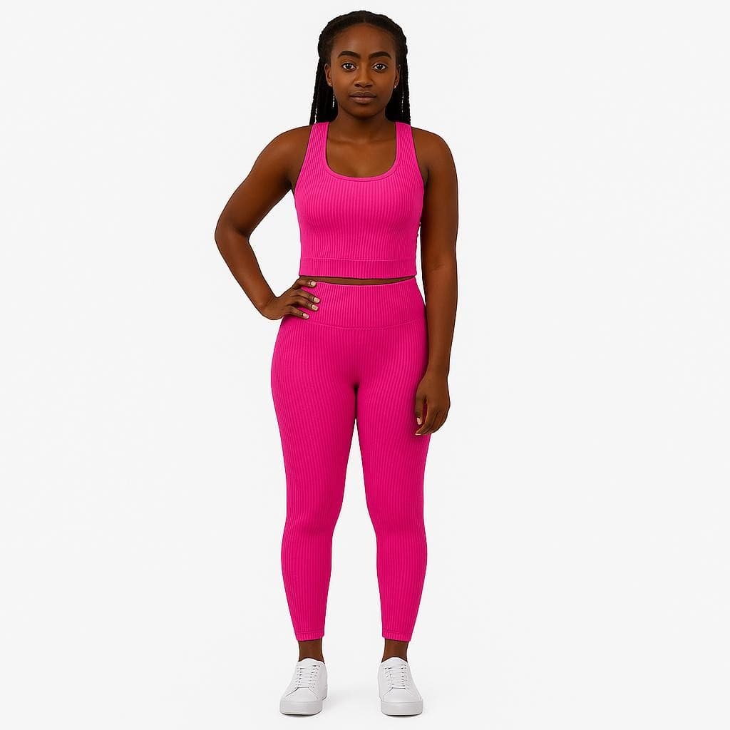 Conjunto Fitness Feminino Canelado com Top e Legging – Look Confortável e Estiloso para Academia - GD-12