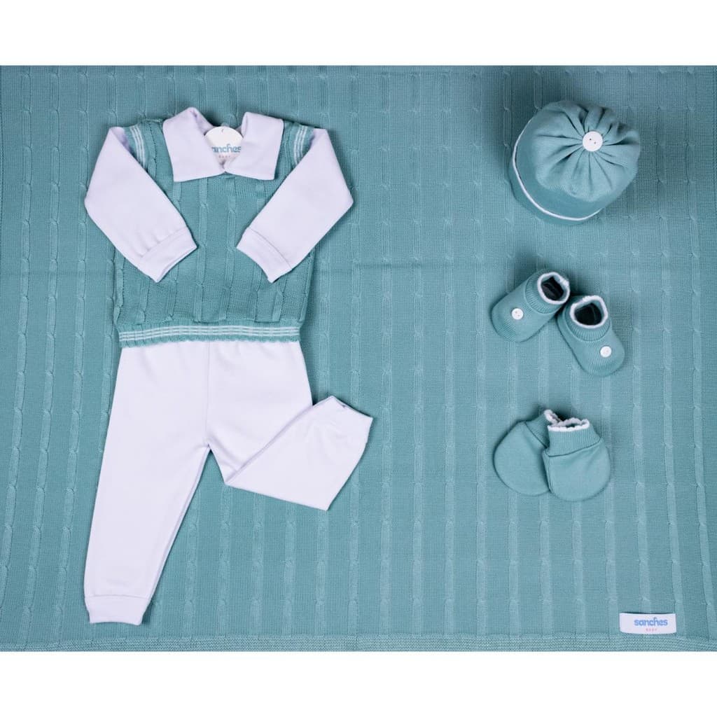 Kit Completo de Saida de Maternidade Com  7 peças Menino