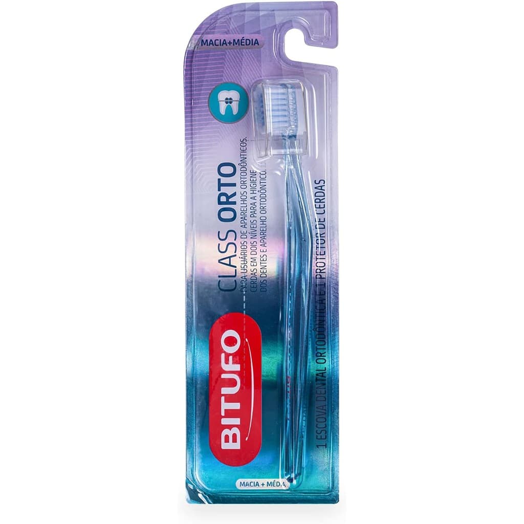 Escova Dental Bitufo Class Orto Macia+Média com 1 unidade + 1 protetor de cerdas