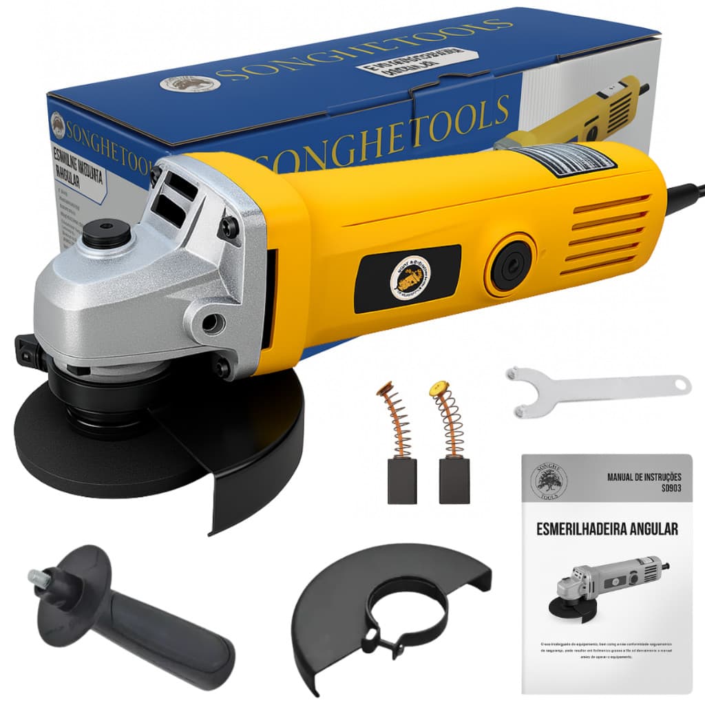Esmerilhadeira Lixadeira De Mão Angular 800W 115mm Com Acessórios + Disco