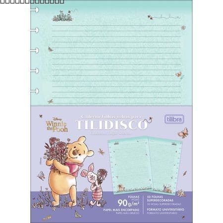 Bloco Refil Para Tilidisco Universitário A4 Pautado Pooh 50 Folhas Tilibra